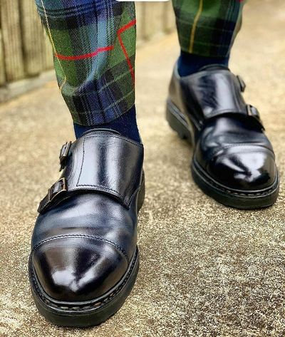 Handmade Men's Best Black Leather Double Monk Strap Dress Shoes, Custom Made