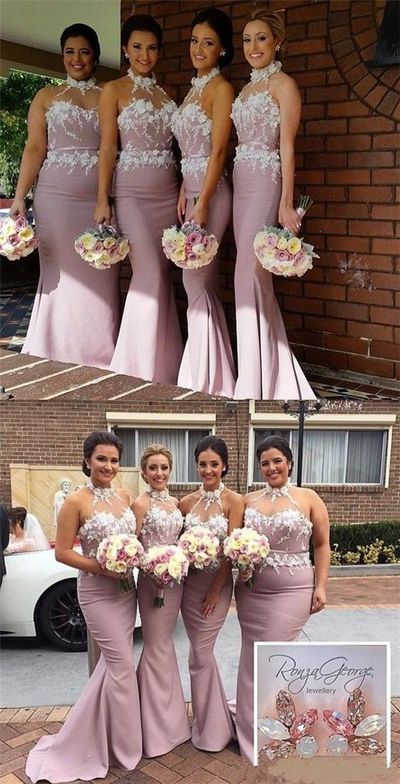 Beautiful Unique Design Sexy Mermaid Hlater Elegant Long Inexpensive Wedding Party Bridesmaid Dresses