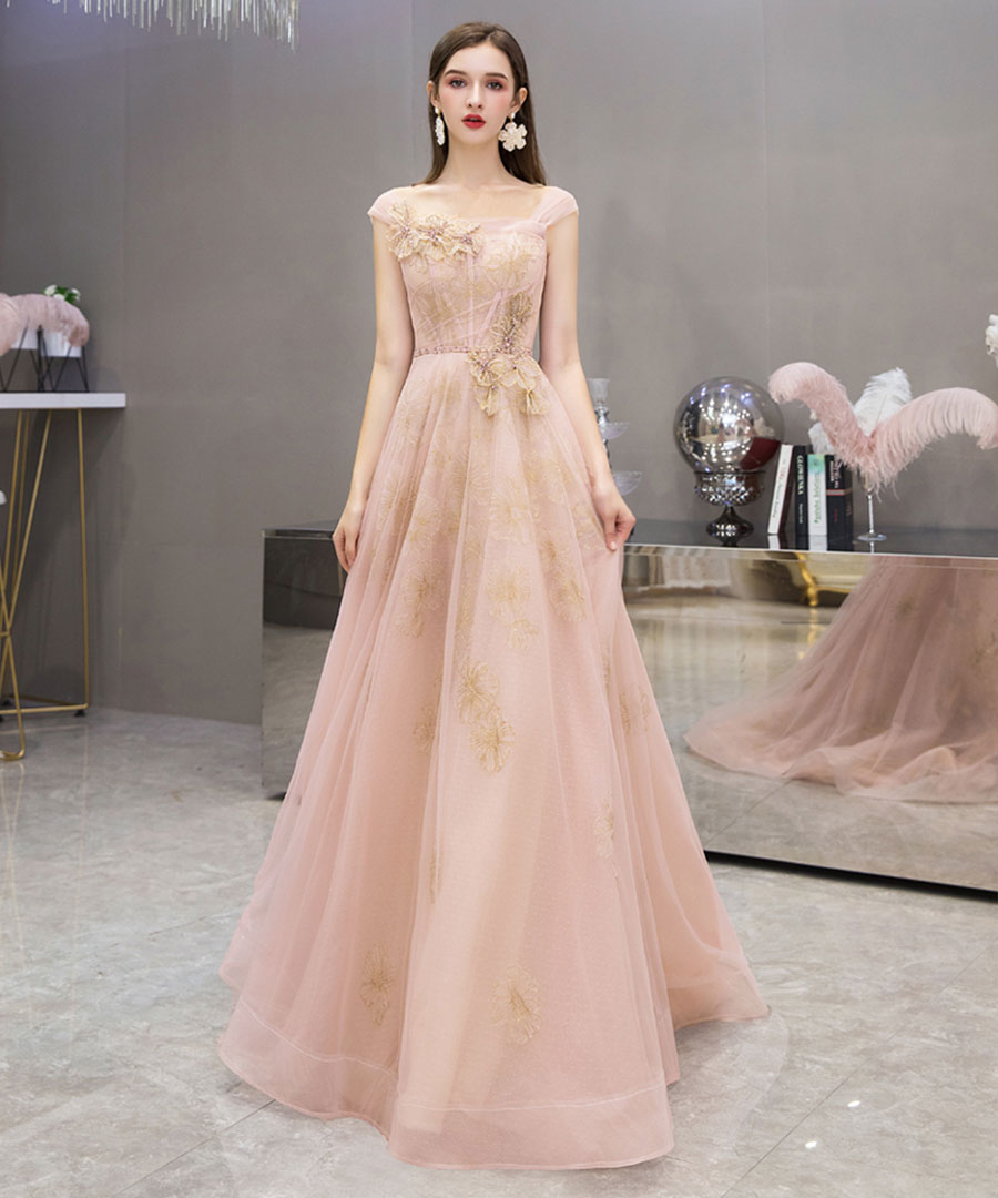 High quality A line tulle long prom dress formal dress