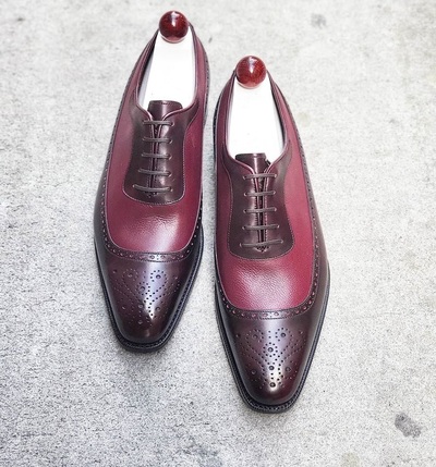 Handmade Two Tone Lace up Dress Formal Custom Made Shoes For Men