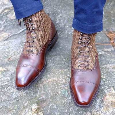 Handmade Men's leather Lace Up Dress Formal Custom Made Best Leather Boots