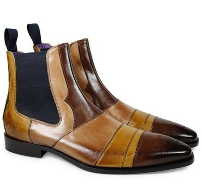 Handmade Men Leather Tan Patina Chelsea Boots for men Custom men boots