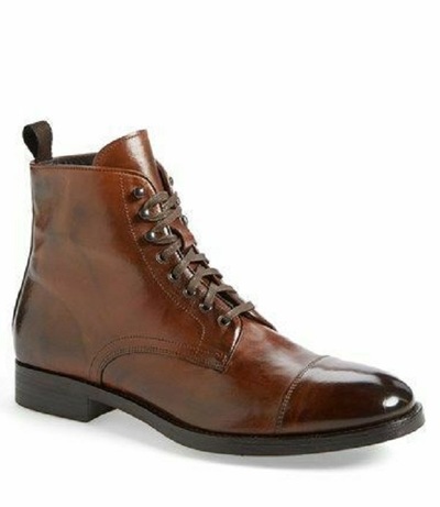 Handmade Leather Man Brown Ankle High Boots to Measure Man Boots