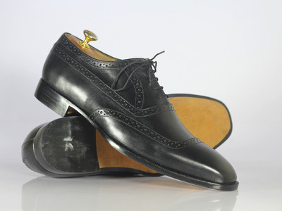 Men's Black Square Toe Leather Shoes, Men's Dress Shoes