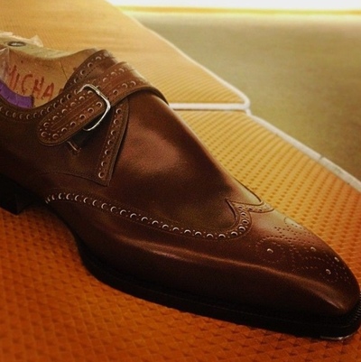 Trendy Customize Handmade Dark Brown Monk Strap Dress Pant Shoes For Gentlemen In Genuine Leather