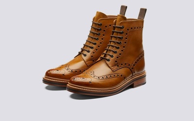 Men's Brown High Ankle Leather Premium Quality Brouging Wing Tip Lace Up Boots