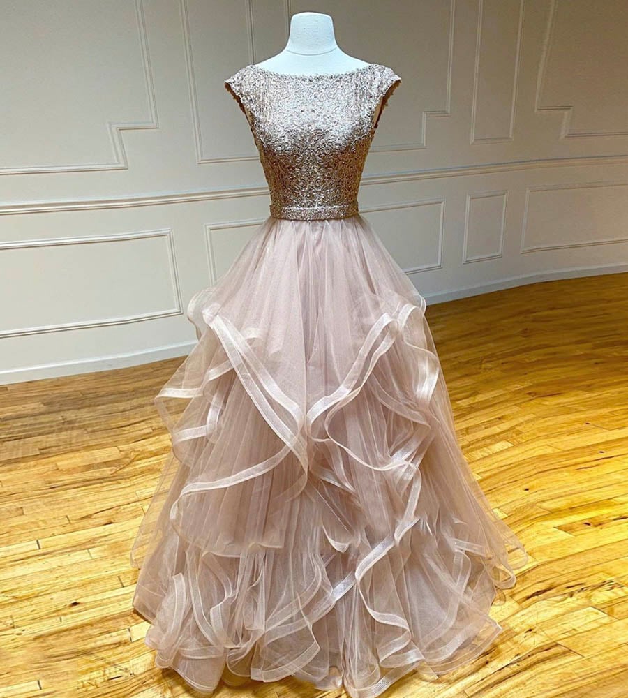 Stylish tulle lace prom gown evening dress