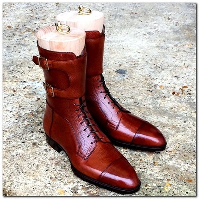 handmade lace up dress leather boots for men custom leather boots for men