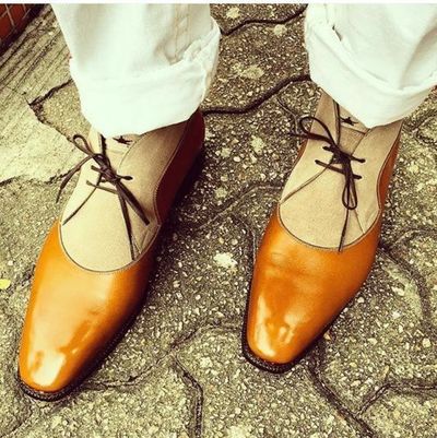 Two-tone leather boots for men Custom-made dress for men Top quality