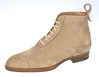 New Handmade Men's Beige Boot Dress Suede Cap Toe Lace Up Boots