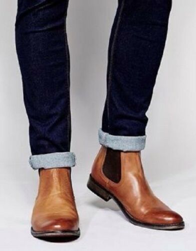 Handmade Men Tan color Chelsea boots, Men ankle leather boots, Men boot fashion
