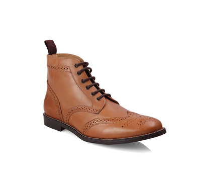 Handmade Men's Leather Brogue Ankle Boots, Men Lace Up Chukka Dress Fashion Boot