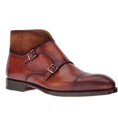 Handmade Men Brown Suede Leather Chukka Boots, Men Double Monk Strap Dress Boots