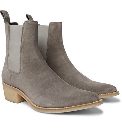 Men's Grey Color Chelsea Jumper Slip On Genuine Suede Leather High Ankle Boots