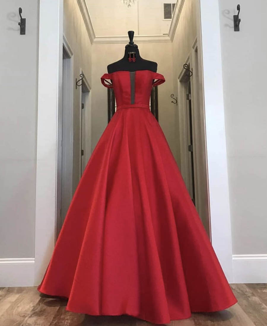 A line satin long prom dress evening dress