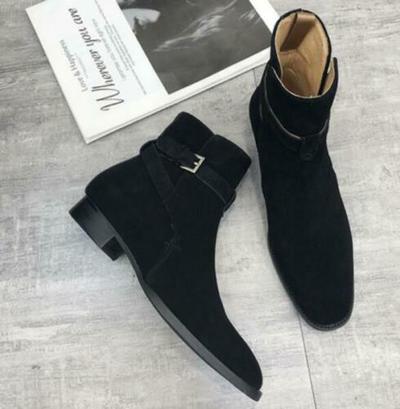 Men’s Handmade Suede Leather High Top Ankle Boots, Men Cowboy Boot