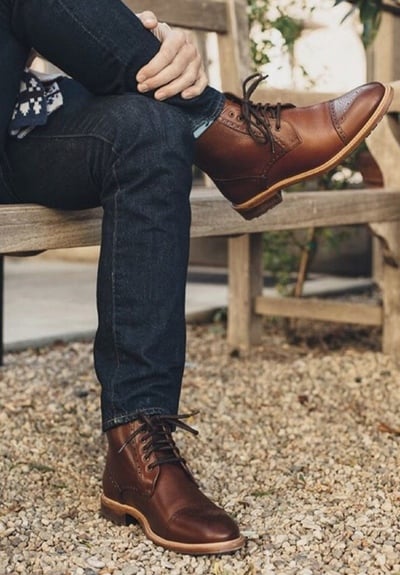 Trendy Handmade Cap Toe Brown Classic Ankle High Boot In Genuine Leather For Gentleman