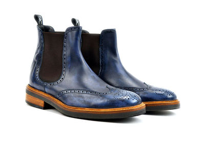 Blue patina Handmade Ankle High Boots for men custom leather shoe for men