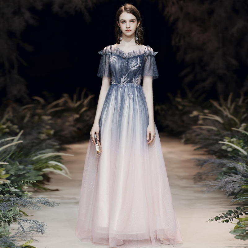 Stylish tulle sequins prom dress evening dress