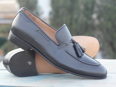 Black Tussles Shoes,Loafer Leather Dress Shoes