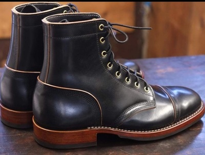 Mens Black Decent Desert Wear Formal Leather Captoe Boot