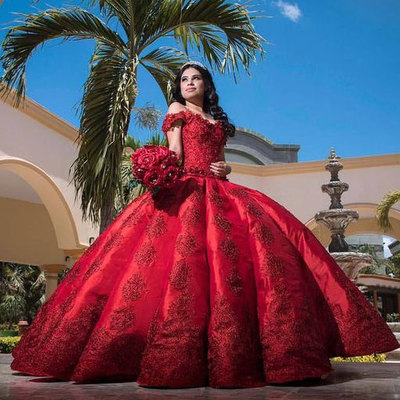 Off the Shoulder Burgundy Princess Dresses Pageant Gown with Appliques