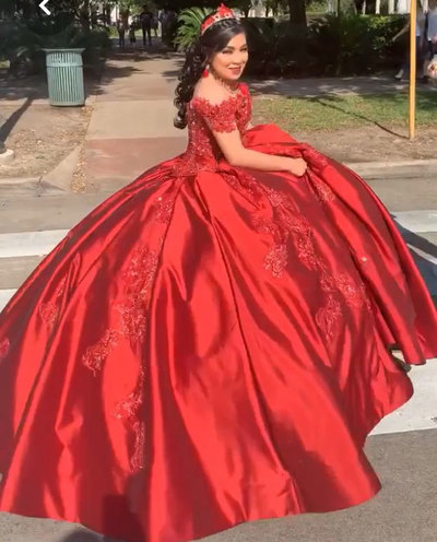 Off the Shoulder Red Princess Dresses Birthday Gown