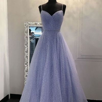 Sparkly tulle v neck prom dresses, glitter birthday dresses, party dresses - Thumbnail 5