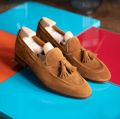 Suede Tussle Leather Shoes, Bespoke Party Brown Shoes, Men Leather Shoes