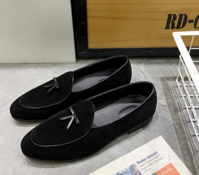 Men's Black Tussles Suede Loafers