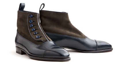 Men Handmade Leather & Suede Chocolate Brown Button Boots, Ankle High Men Boots