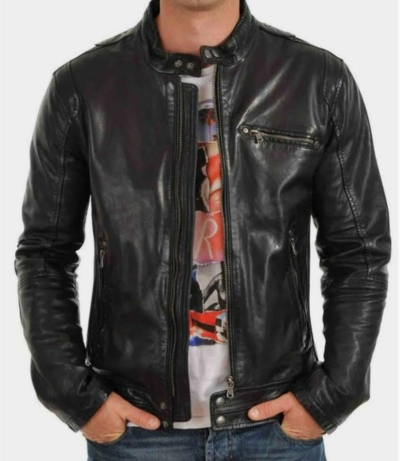 Mens Stylish Faux Handmade Formal Moto Racer Party Wear Jacket