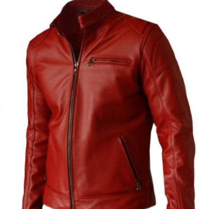Handmade Men Best Selling Red Cow Leather Casual Jacket
