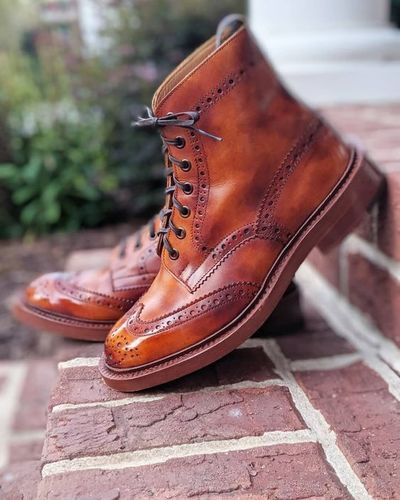 New Brown Leather Oxfords WingTip Brogue High Ankle Lace Up Formal Boot