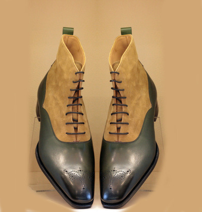 Men's Beige & Gray Ankle Leather Suede Dress Formal Boot