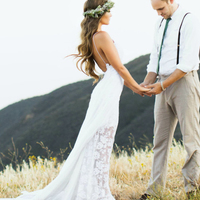 A-Line Spaghetti Straps Backless Beach Wedding Dresses - Thumbnail 2