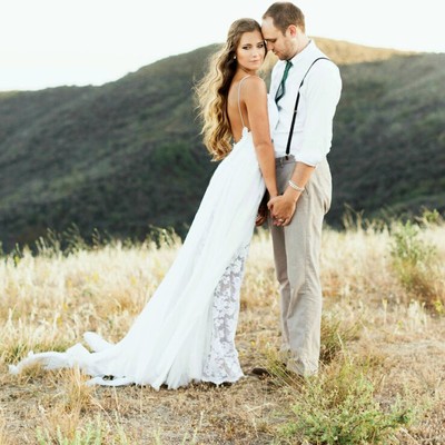 A-line spaghetti straps backless beach wedding dresses - Thumbnail 5