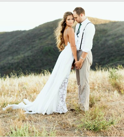 A-Line Spaghetti Straps Backless Beach Wedding Dresses