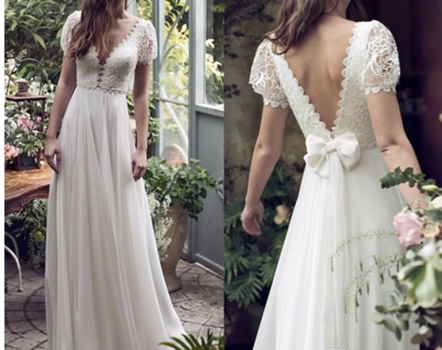 New Short Sleeve Wedding Dress Bridal Gown Party Prom Formal Gown Pageant Custom,498