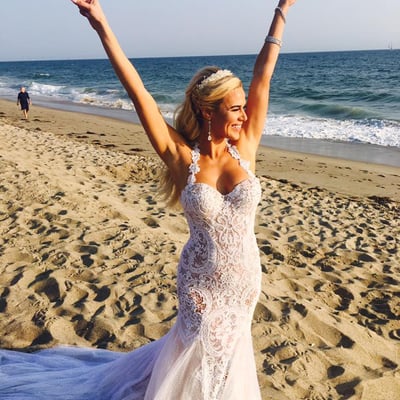 Vintage lace wedding dresses,mermaid beach wedding dresses,halter bridal gowns - Thumbnail 5