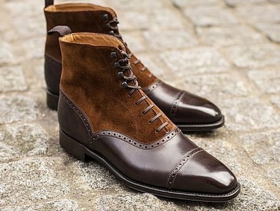 Handmade Men's Brown Cap Toe Ankle Dress Boots, Men Leather Suede Designer Boots
