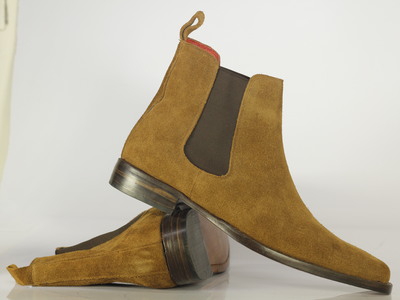 Men Tan Chelsea Boots, Men Ankle Boot, Men Dress Boots