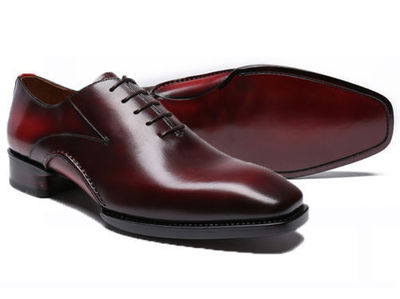Men's Burgundy Formal Leather Lace Up Dress Shoes