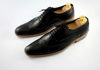 Men's Black Wing Tip Formal Leather Lace Up Dress Shoes