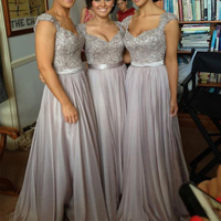 Gray bridesmaid dress, popular bridesmaid dress, long bridesmaid dress - Thumbnail 1