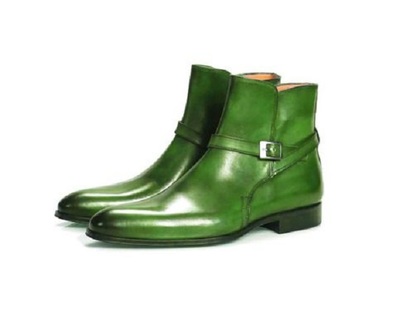New Handmade Men's Jodhpurs Green Leather Boots, Ankle Boots
