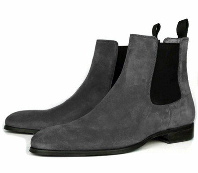 New Handmade Chelsea Men's Gray Suede Boots, Chelsea Ankle Boots