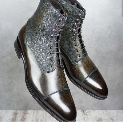 Handmade Men Brown Ankle Boot, Cap To Men Leather Designer Fashion Boot