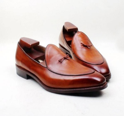 Tan Tussles Loafer Leather Shoes For Men's
