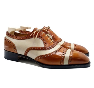 Men's Brown Cap Toe Stylish Leather Dress Formal Shoes